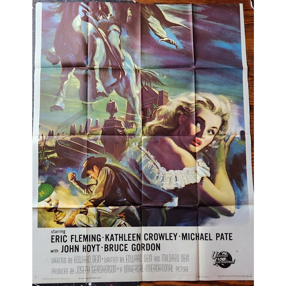 Vintage 1950s Curse of the Undead original partial sheet horror movie poster art